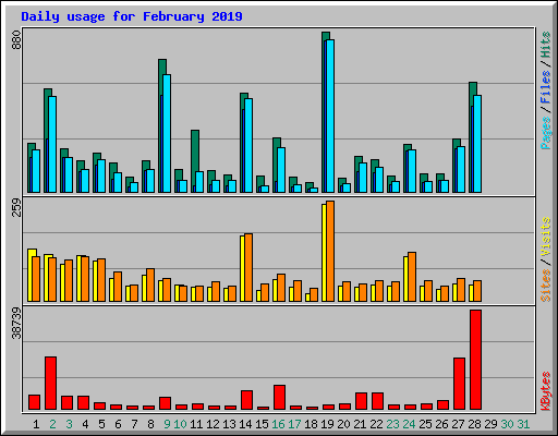 Daily usage for February 2019