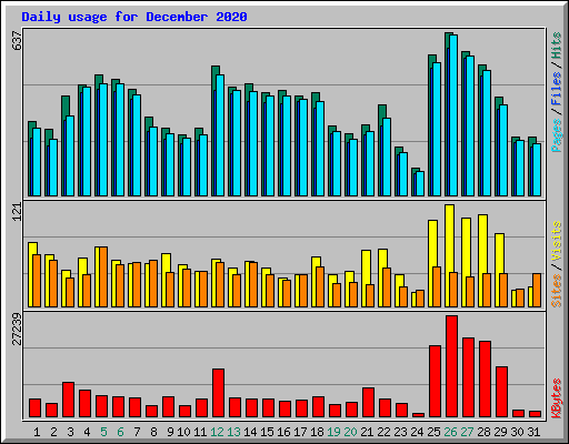 Daily usage for December 2020