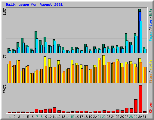 Daily usage for August 2021