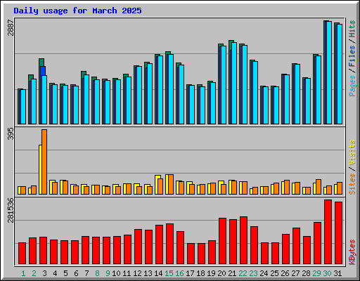Daily usage for March 2025