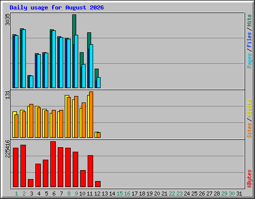 Daily usage for August 2026