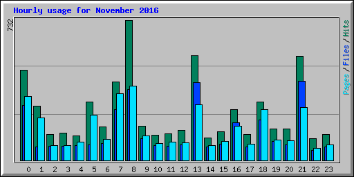 Hourly usage for November 2016