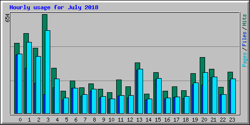 Hourly usage for July 2018