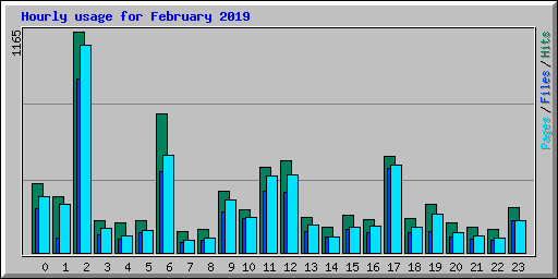 Hourly usage for February 2019